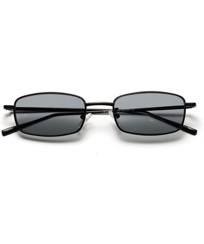 Rectangular Tiny Sunglasses Men Retro Small Rectangle Sun Glasses Women Summer 2018 UV400 - Full Black - CU18E5EEZ4Y $7.80