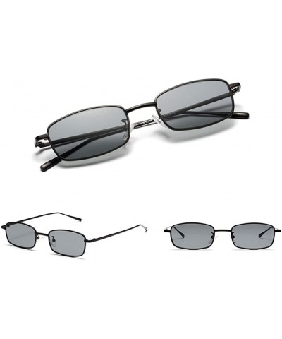 Rectangular Tiny Sunglasses Men Retro Small Rectangle Sun Glasses Women Summer 2018 UV400 - Full Black - CU18E5EEZ4Y $7.80
