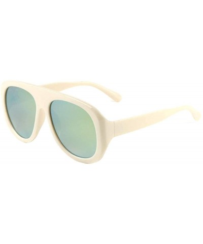 Round Curved Top Thick Plastic Frame Round Sunglasses - Green White - CV1983HIHAQ $15.49