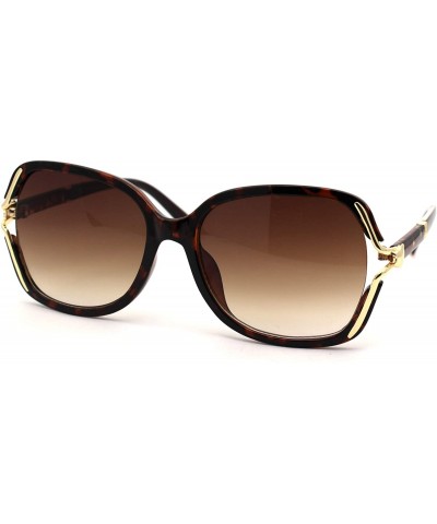 Rectangular Womens Exposed Lens Side Chic Plastic Butterfly Sunglasses - Tortoise Brown - C818ZWQL7S4 $22.43