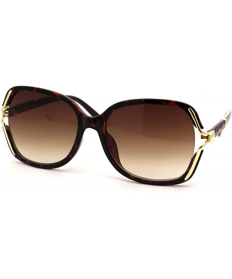 Rectangular Womens Exposed Lens Side Chic Plastic Butterfly Sunglasses - Tortoise Brown - C818ZWQL7S4 $11.06