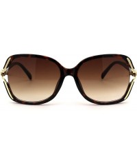 Rectangular Womens Exposed Lens Side Chic Plastic Butterfly Sunglasses - Tortoise Brown - C818ZWQL7S4 $11.06