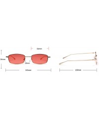 Rectangular Tiny Sunglasses Men Retro Small Rectangle Sun Glasses Women Summer 2018 UV400 - Full Black - CU18E5EEZ4Y $7.80