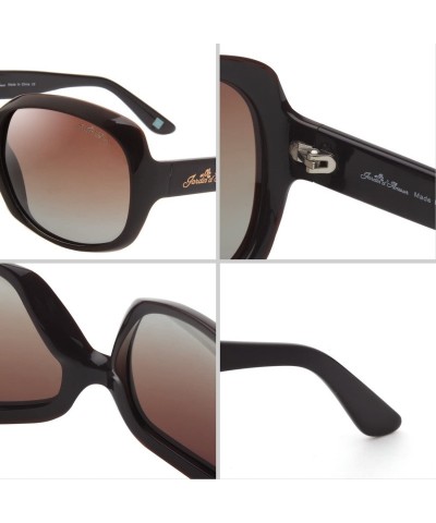 Oversized Womens Oversized Polaroid Lens Sunglasses Stylish Aceate Frame JA3113 - Brown - CB18020LWNN $24.29