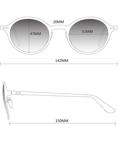 Shield Classic Small Round Retro Sunglasses - Black Frame / Mirror Blue Lens - CC12GO6D0Y3 $30.90