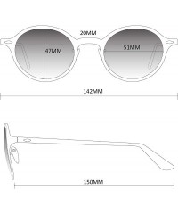 Shield Classic Small Round Retro Sunglasses - Black Frame / Mirror Blue Lens - CC12GO6D0Y3 $30.90