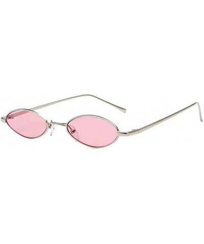 Round Unisex Vintage Round Metal Punk Polarized UV400 Protection Sunglasses - Pink - CC18D6T4ERE $12.99