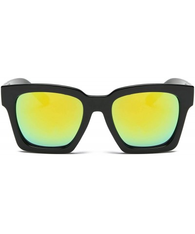Rectangular Unisex UV Protection Polarized Trendy Sunglasses For Men/Women - Black/Gold - CA199XURO5S $30.40