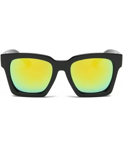 Rectangular Unisex UV Protection Polarized Trendy Sunglasses For Men/Women - Black/Gold - CA199XURO5S $12.91