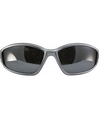 Oval Traffic Motorcycle Sunglasses Silver Frames Flash Mirror Lens - CM187WTE3UM $19.25