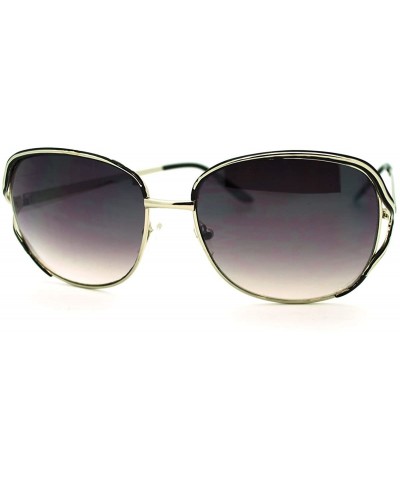 Square Soft Square Metal Frame Womens Designer Style Sunglasses - Silver Black - CI1864XTI66 $10.76