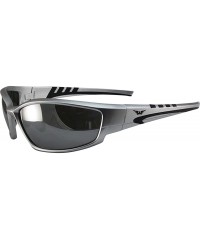 Oval Traffic Motorcycle Sunglasses Silver Frames Flash Mirror Lens - CM187WTE3UM $19.25