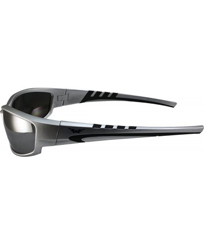 Oval Traffic Motorcycle Sunglasses Silver Frames Flash Mirror Lens - CM187WTE3UM $19.25