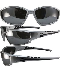Oval Traffic Motorcycle Sunglasses Silver Frames Flash Mirror Lens - CM187WTE3UM $19.25
