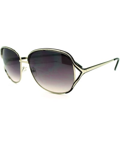 Square Soft Square Metal Frame Womens Designer Style Sunglasses - Silver Black - CI1864XTI66 $10.76