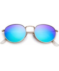Round Retro Round Sunglasses for Men Women Vintage UV400 Circle Color Lens Metal Frame Mirrored Sun Glasses - Green - CK18L87...