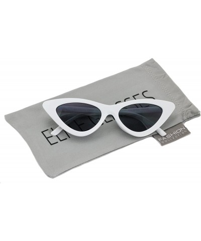 Goggle Cat Eye Sunglasses Clout Goggle Sexy Women Exaggerated Slim Frame Colorful Tinted Lens - White -Black - CG11HWMQ4RJ $9.96