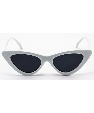 Goggle Cat Eye Sunglasses Clout Goggle Sexy Women Exaggerated Slim Frame Colorful Tinted Lens - White -Black - CG11HWMQ4RJ $9.96