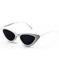 Goggle Cat Eye Sunglasses Clout Goggle Sexy Women Exaggerated Slim Frame Colorful Tinted Lens - White -Black - CG11HWMQ4RJ $9.96