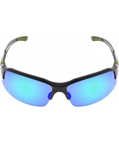 Sport Polycarbonate Polarized TR90 Unbreakable Half-Rim Sport Sunglasses - Black/Green Mirror - CN12NSANFBF $25.74