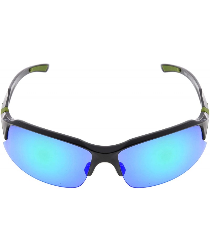 Sport Polycarbonate Polarized TR90 Unbreakable Half-Rim Sport Sunglasses - Black/Green Mirror - CN12NSANFBF $12.53