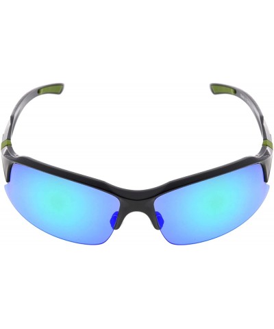 Sport Polycarbonate Polarized TR90 Unbreakable Half-Rim Sport Sunglasses - Black/Green Mirror - CN12NSANFBF $12.53