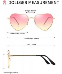 Goggle Heart Sunglasses Thin Metal Frame Lovely Heart Style for Women - Pink Gradient Lens+gold Frame - CD17YEAAEER $8.86