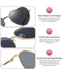 Goggle Heart Sunglasses Thin Metal Frame Lovely Heart Style for Women - Pink Gradient Lens+gold Frame - CD17YEAAEER $8.86