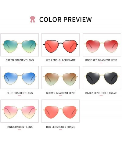 Goggle Heart Sunglasses Thin Metal Frame Lovely Heart Style for Women - Pink Gradient Lens+gold Frame - CD17YEAAEER $8.86