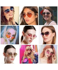 Goggle Heart Sunglasses Thin Metal Frame Lovely Heart Style for Women - Pink Gradient Lens+gold Frame - CD17YEAAEER $8.86