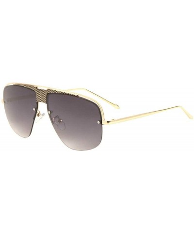 Rimless Torino Semi Rimless Luxury Turbo Retro Aviator Sunglasses - Gold Metallic Frame - CW18W5Q24KY $25.68