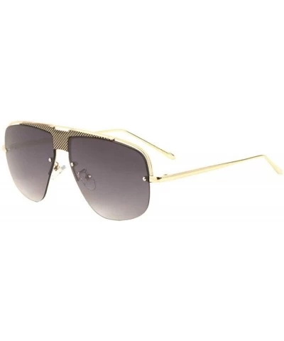 Rimless Torino Semi Rimless Luxury Turbo Retro Aviator Sunglasses - Gold Metallic Frame - CW18W5Q24KY $21.11