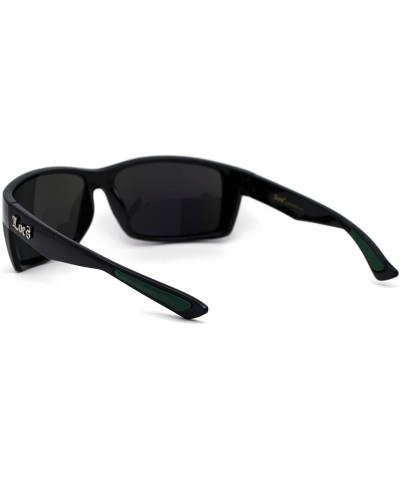 Sport 90s Classic Rectangular Cholo Gangster Biker Style Sunglasses - Black Green Teal Mirror - CD195EDIGG5 $14.19