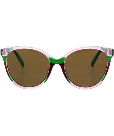 Cat Eye Womens Mod Minimal Oversize Cat Eye Plastic Sunglasses - Pink Green Red - C318HU9ML3N $19.73