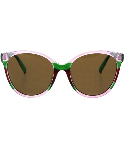 Cat Eye Womens Mod Minimal Oversize Cat Eye Plastic Sunglasses - Pink Green Red - C318HU9ML3N $9.21