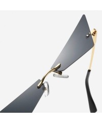 Rimless Vintage Women Sunglasses Frameless Mirror Lens Narrow Cat Eye Sun Glasses Male UV400 - Silver Mirror - CW18AI580M3 $1...