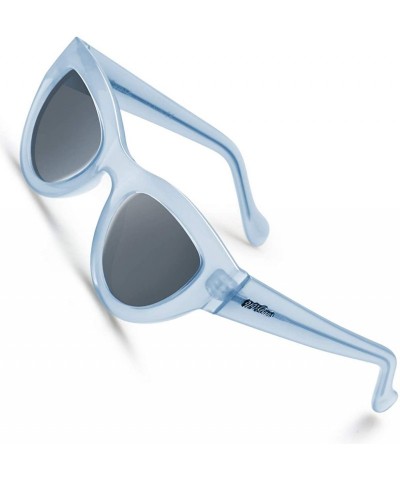 Rectangular Polarized Sunglasses Protection Oversized - Cateye Blue - CT18EWY3EHD $45.72