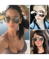 Aviator Aviator Mirrored Flat Lens Sunglasses Metal Frame for Men and Women UV400- 62mm - Gold/Blue Mirror - C118Q227285 $23.05