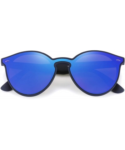 Square Polarized Retro Classic Trendy Stylish Sunglasses for Men Women - 3 Navy - CB193IH424N $25.76