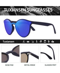 Square Polarized Retro Classic Trendy Stylish Sunglasses for Men Women - 3 Navy - CB193IH424N $14.05