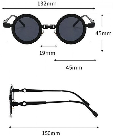 Round 2020 Men's Punk Retro Round Super Small Frame Luxury Fashion Ladies Hip Hop Sunglasses UV400 - Black - CF193EWYKAA $16.03