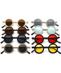 Round 2020 Men's Punk Retro Round Super Small Frame Luxury Fashion Ladies Hip Hop Sunglasses UV400 - Black - CF193EWYKAA $16.03