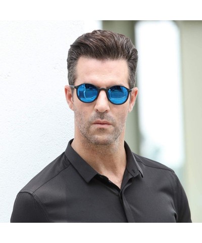 Oversized Women Polarized Round Sunglasses Retro Vintage UV400 Men Night Vision Steampunk Eyewear Mirror Reflective - CR197Y7...