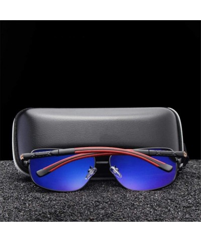 Oversized Aluminum brand men sunglasses polarizer HD UV400 Men - Blue Gun - CV1982Y6G8X $48.39