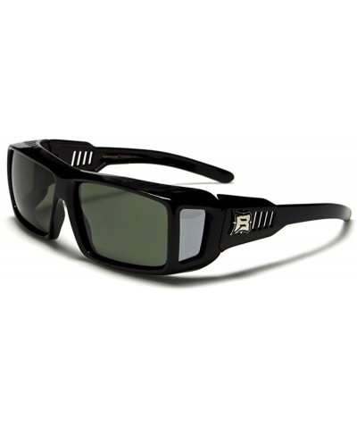 Oversized Polarized Lens Driving Oversize Sporty Stylish Over The Glasses Sunglasses - Black / Green - C5189RDAMQ7 $12.73