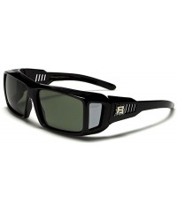 Oversized Polarized Lens Driving Oversize Sporty Stylish Over The Glasses Sunglasses - Black / Green - C5189RDAMQ7 $12.73