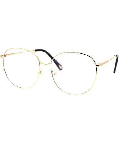 Oversized Womens Oversized Metal Frame Glasses Lightly Tinted & Mirrored Lens UV 400 - Gold Black - CI195OLZHO9 $25.18