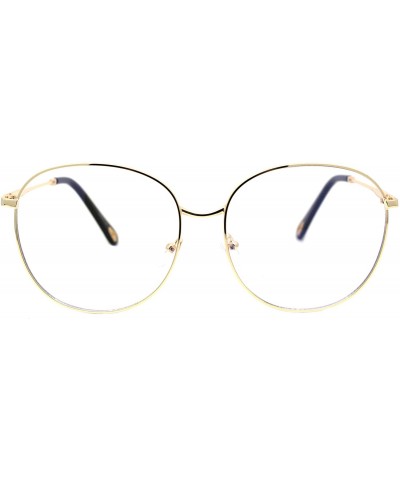 Oversized Womens Oversized Metal Frame Glasses Lightly Tinted & Mirrored Lens UV 400 - Gold Black - CI195OLZHO9 $25.51