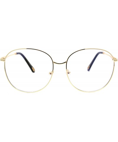 Oversized Womens Oversized Metal Frame Glasses Lightly Tinted & Mirrored Lens UV 400 - Gold Black - CI195OLZHO9 $10.93