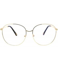 Oversized Womens Oversized Metal Frame Glasses Lightly Tinted & Mirrored Lens UV 400 - Gold Black - CI195OLZHO9 $10.93